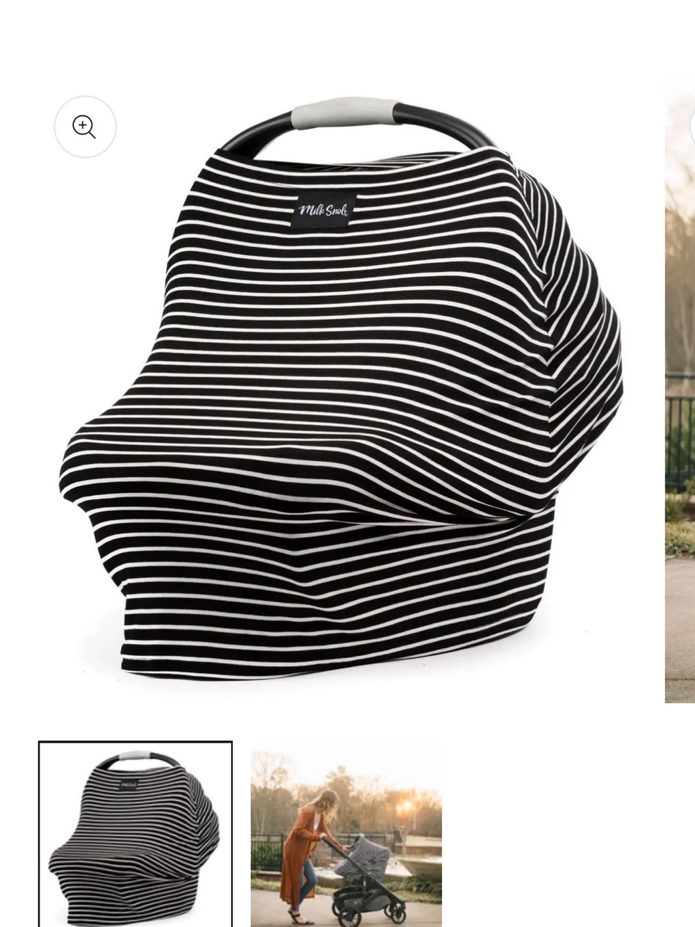 Milk Snob Black & White Striped Nursing Cover and Car Seat Canopy 5 in 1